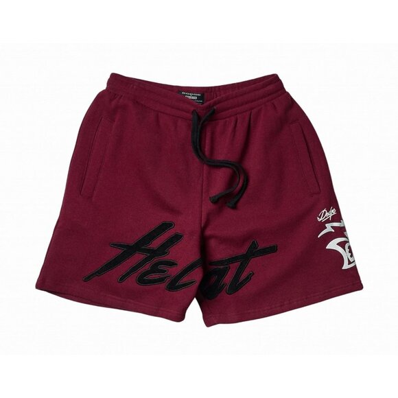 Reason x Dodge Hellcat Shorts Men’s Burgundy Embroidered Fleece - Picture 1 of 3